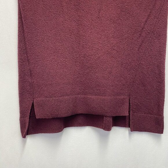 Loft Crew Neck Pullover Knit Sweater Women Medium Burgundy Side Slit Hem - Picture 10 of 12